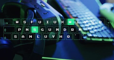 virtual keyboard overlay on gaming setup for futuristic tech - Download Free Stock Images Pikwizard.com