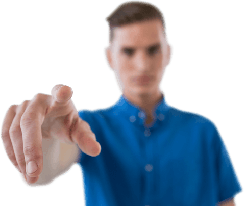 man touching invisible transparent interface pointing towards camera - Download Free Stock Videos Pikwizard.com