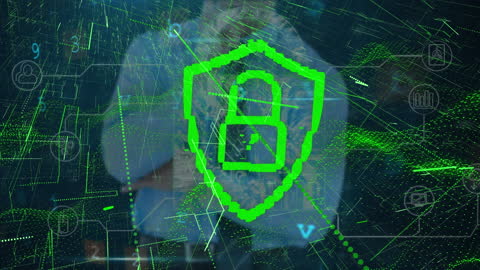 Cybersecurity Concept with Digital Padlock and Tech Background