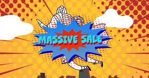 Retro Comic Style Massive Sale Advertisement Background