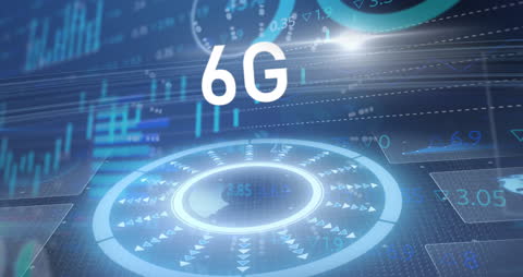 Futuristic 6G Technology and Data Visualization Concept