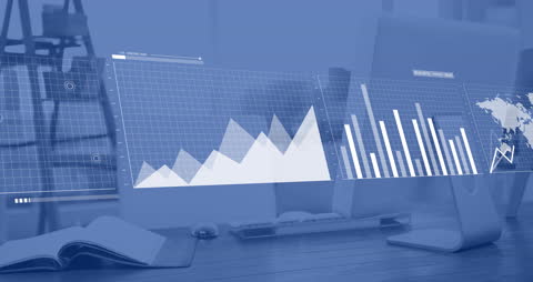 Digital Financial Data Analytics on Office Desk