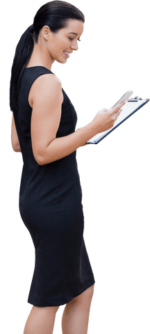 transparent businesswoman using phone with clipboard - Download Free Stock Videos Pikwizard.com