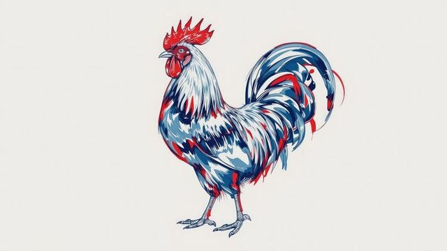 Dynamic stylized rooster with bold brush strokes