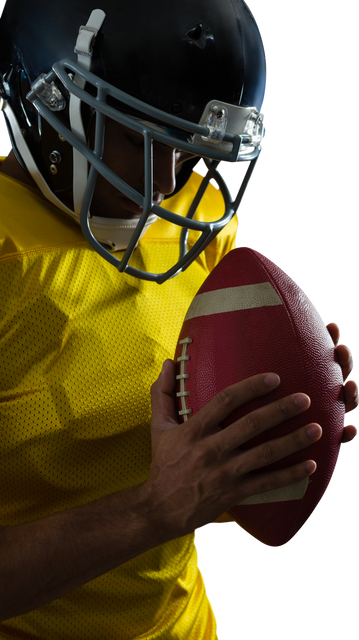 Transparent background close-up of American football player holding ball - Download Free Stock Videos Pikwizard.com