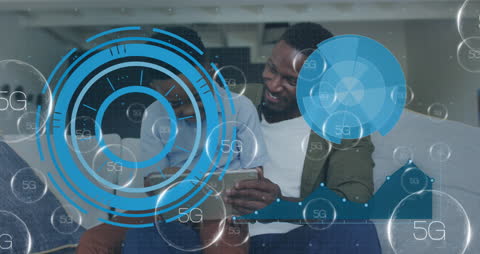 Businessmen Engaged With Digital Interface and 5G Technology