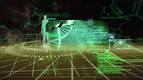 Abstract Digital DNA Helix Medical Data Processing Graphic