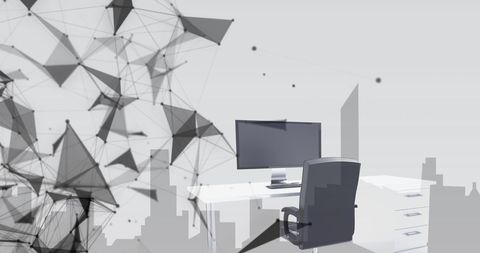 Modern Office and Digital Network Overlay