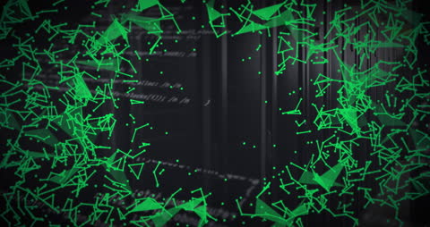 Abstract Green Plexus Over Server Room