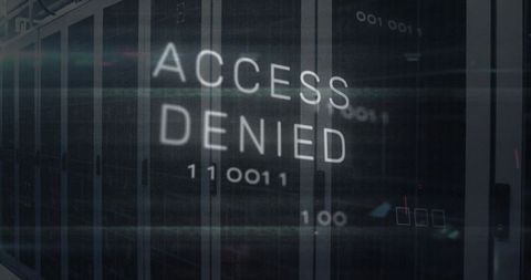 Cybersecurity Concept with Access Denied Message in Data Center