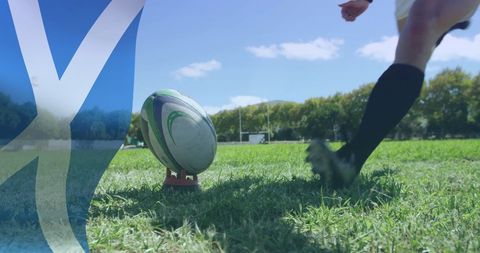 Scottish Rugby Player Preparing to Kick Ball on Field - Download Free Stock Images Pikwizard.com