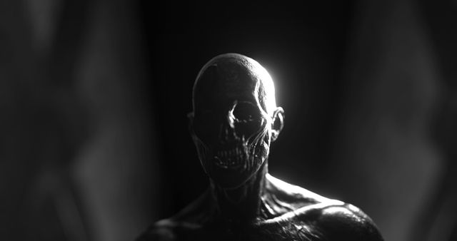 Eerie Humanoid Creature in Dark Tunnel with Dramatic Lighting - Download Free Stock Images Pikwizard.com