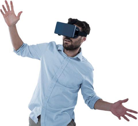 Man Wearing Oculus VR Headset Transparent Background Exciting Experience - Download Free Stock Videos Pikwizard.com