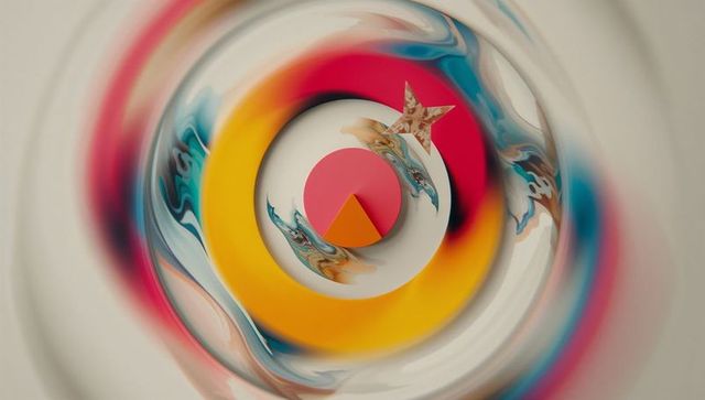 Dynamic Abstract Art with Vibrant Floral and Geometric Shapes