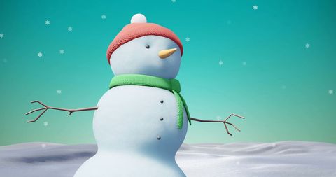 Festive Snowman with Scarf on Snowy Winter Day - Download Free Stock Images Pikwizard.com