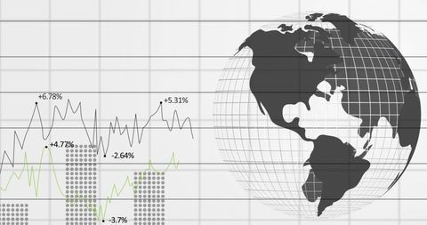 Financial Data with Spinning Globe on White Background - Download Free Stock Images Pikwizard.com