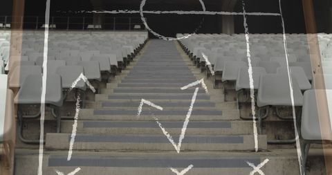 Strategic Game Plan Diagram Over Empty Stadium Seats - Download Free Stock Images Pikwizard.com