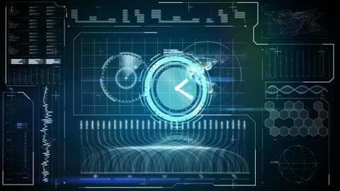 Futuristic Digital Interface with Time and Data Analysis