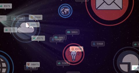 Digital Interface with Social Media and Technology Icons