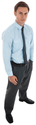 Transparent Image of Serious Businessman Standing in Formal Attire