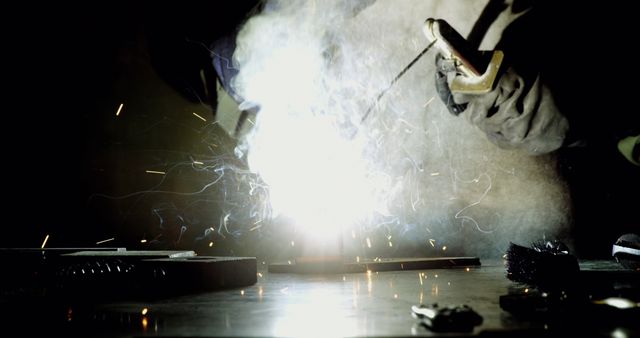 Close-up of Welding Process with Sparks and Smoke in Workshop - Download Free Stock Images Pikwizard.com