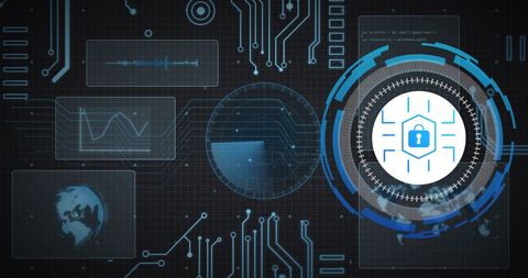 Digital Interface with Data Security and Global Communication Elements - Download Free Stock Images Pikwizard.com