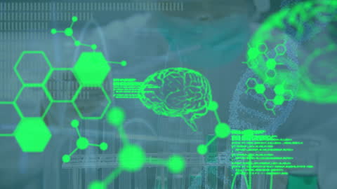 Digital Brain and Data with Scientist in Background