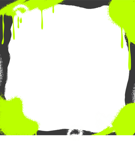 Neon Green Splash Frame on Transparent Background