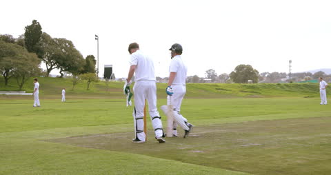 Cricketers Preparing for Match on Sunny Day
