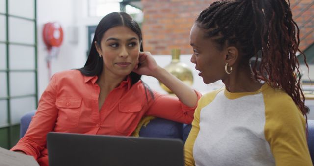 Two Women Collaborating on Project in Modern Office - Download Free Stock Images Pikwizard.com