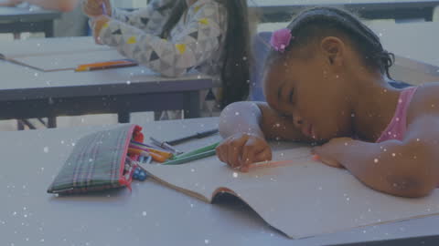 Young Student Falls Asleep at Desk During School Lesson