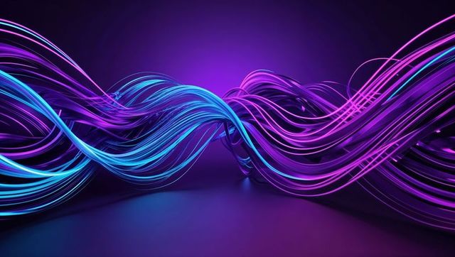 Futuristic Neon Glow Wavy Tubes in Motion