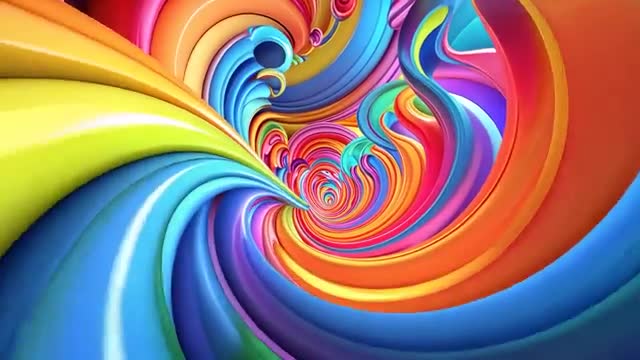 Vibrant Abstract Swirling Rainbow Vortex