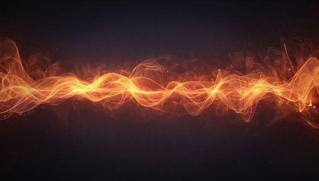 Abstract Glowing Orange Wave on Digital Background