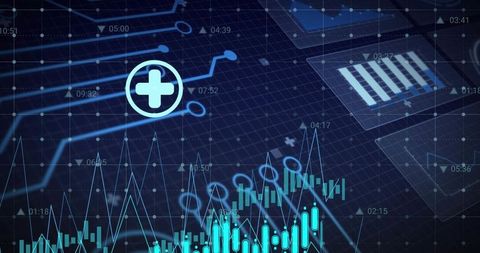 Futuristic Medical Data Dashboard Visualizing Real-Time Analytics and Network Monitoring