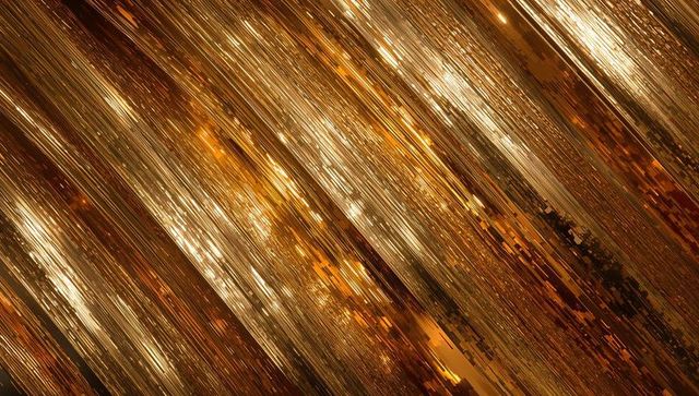 Abstract golden diagonal streaks with shimmering pixel clusters
