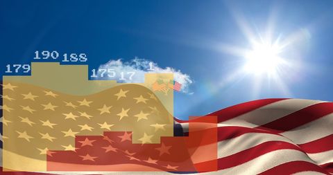 American Economics with Flag and Data Visualization - Download Free Stock Images Pikwizard.com