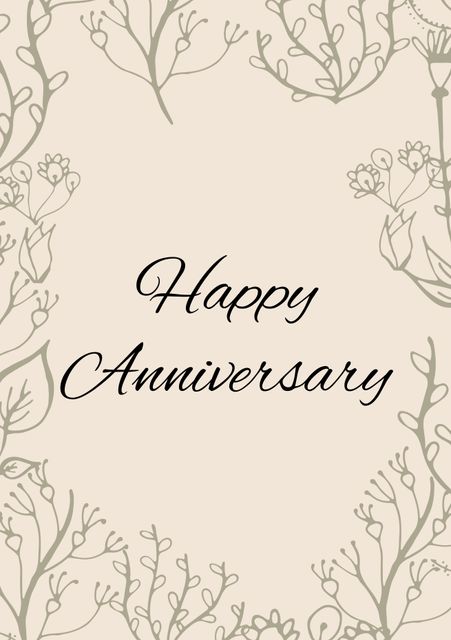 Elegant Floral Happy Anniversary Card Design - Download Free Stock Templates Pikwizard.com