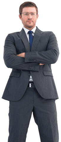 transparent confident businessman in suit with arm crossing gesture - Download Free Stock Videos Pikwizard.com