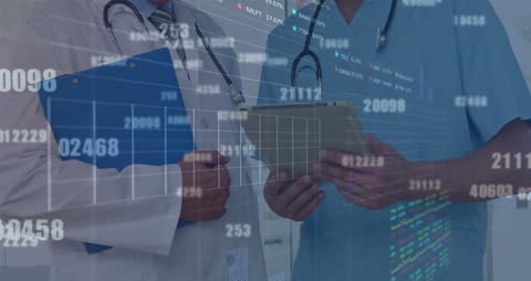 Healthcare Professionals Analyzing Digital Financial Data Modern Business Concept