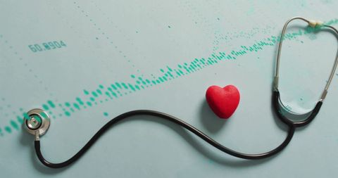 Stethoscope with Red Heart and Digital Medical Data Background - Download Free Stock Images Pikwizard.com