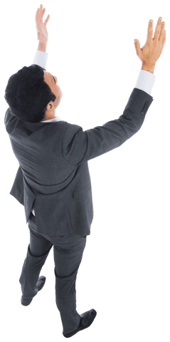 Transparent businessman celebrating victory success concept