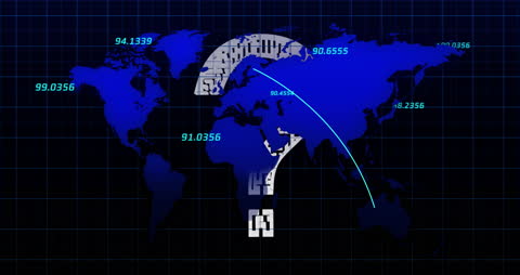 Global Data Processing Animated Map with Question Mark