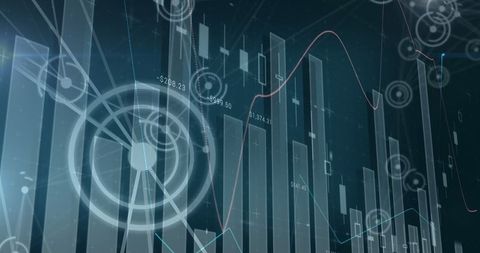 Abstract Digital Data Visualization with Bar Graphs and Technology Elements - Download Free Stock Images Pikwizard.com
