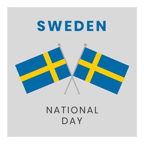 Swedish National Day Design with Crossed Flags - Download Free Stock Templates Pikwizard.com