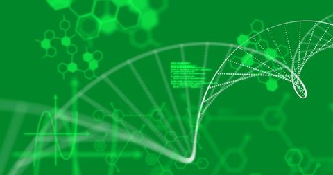 3D DNA Strand with Scientific Data on Green Background - Download Free Stock Images Pikwizard.com