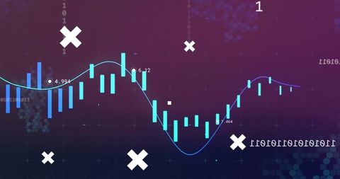 Abstract Financial Graph with Trend Line and X Markers