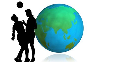 Football Players Silhouettes with Globe in Background - Download Free Stock Images Pikwizard.com