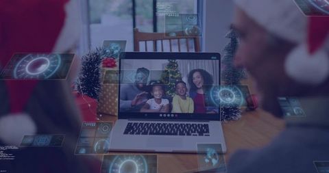 Grandparents video call family christmas holiday celebration