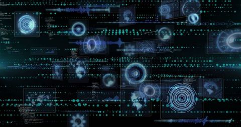Futuristic Digital Radar Interface with Data Visualization